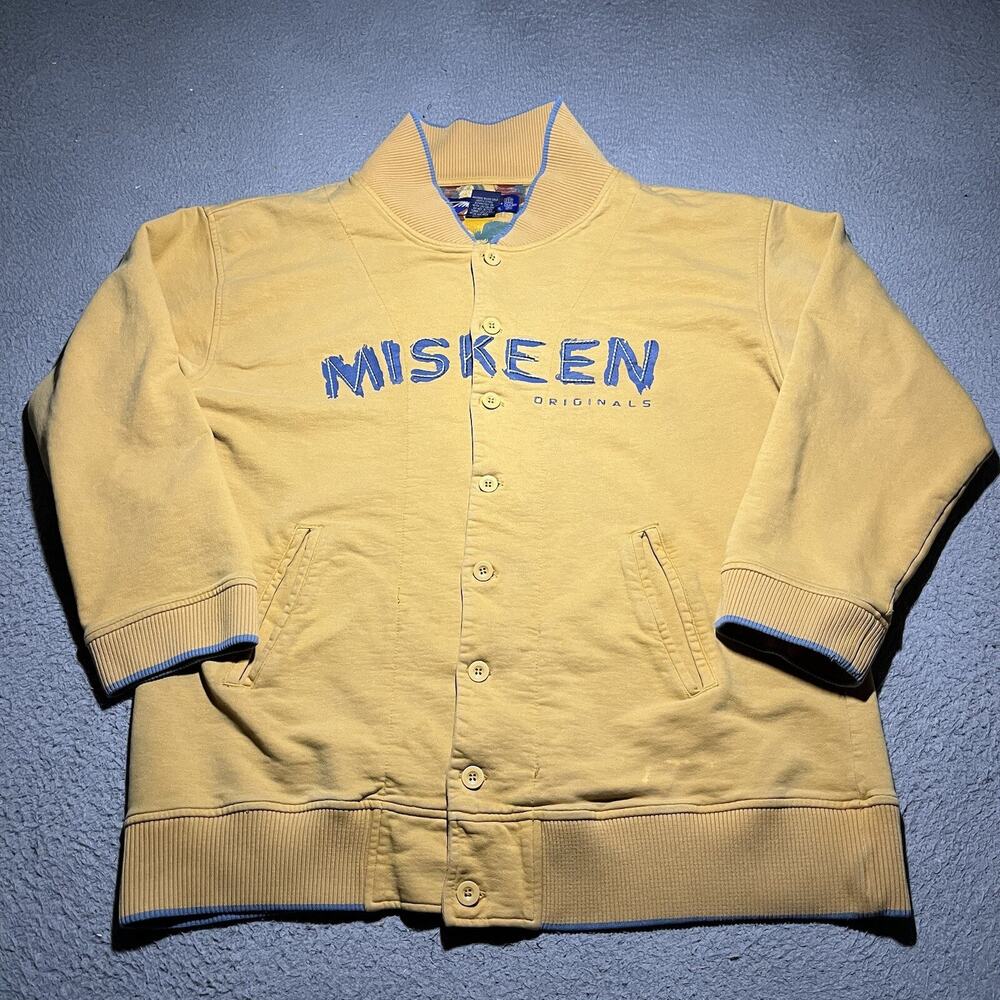 Vtg Miskeen Sweatshirt Mens 3X Yellow 3X Cotton Buttons Hip Hop Y2K 90s